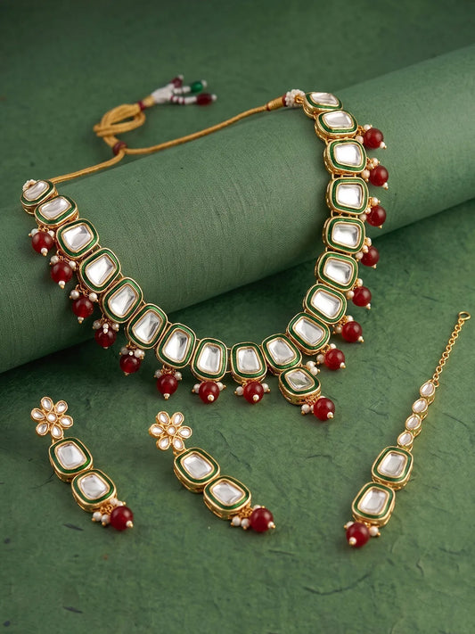Gold Plated Royal Crest Kundan Necklace Set