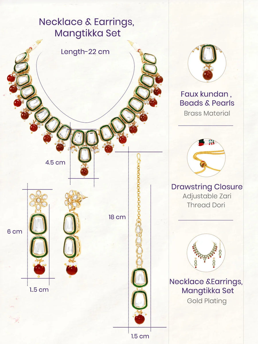 Gold Plated Royal Crest Kundan Necklace Set