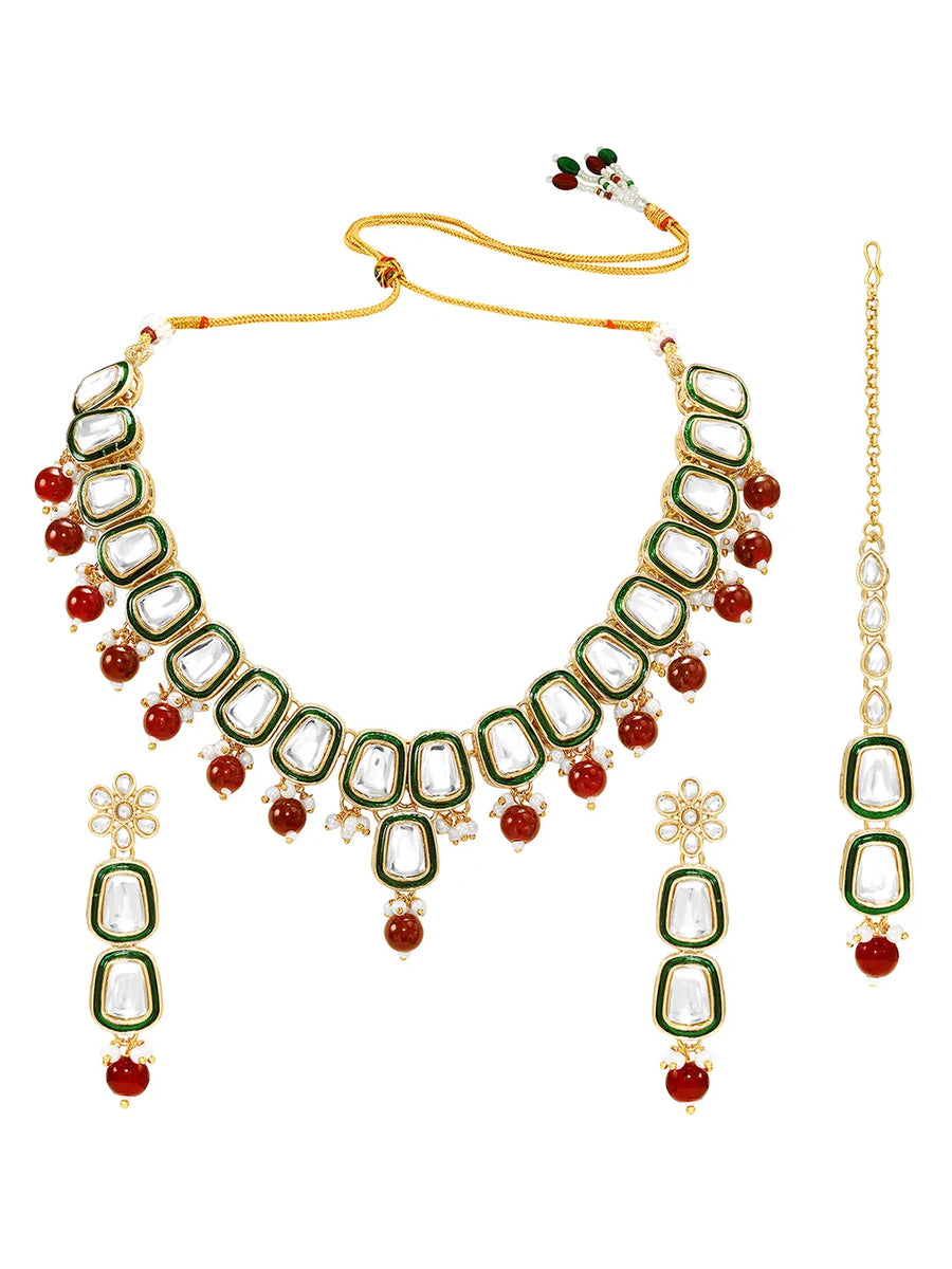 Gold Plated Royal Crest Kundan Necklace Set