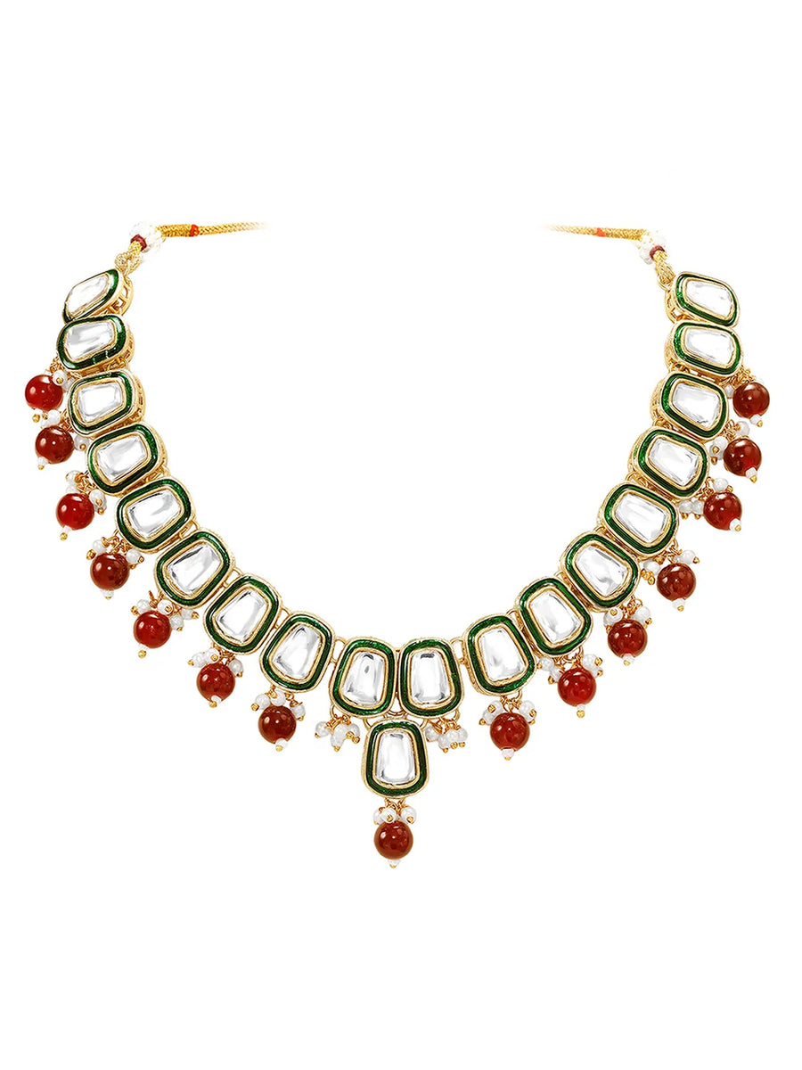 Gold Plated Royal Crest Kundan Necklace Set