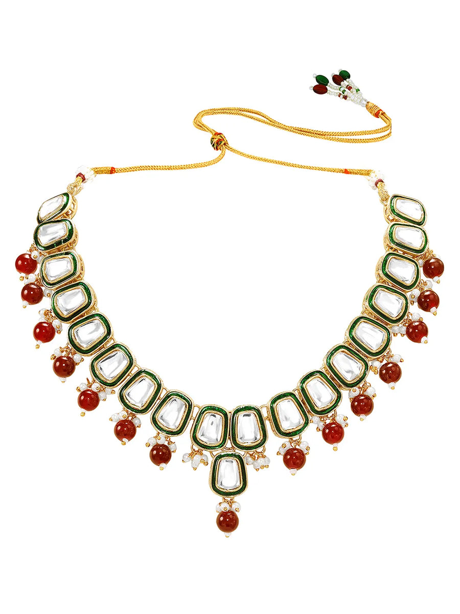 Gold Plated Royal Crest Kundan Necklace Set