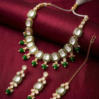 Gold Plated Crown Jewel Kundan Necklace Set