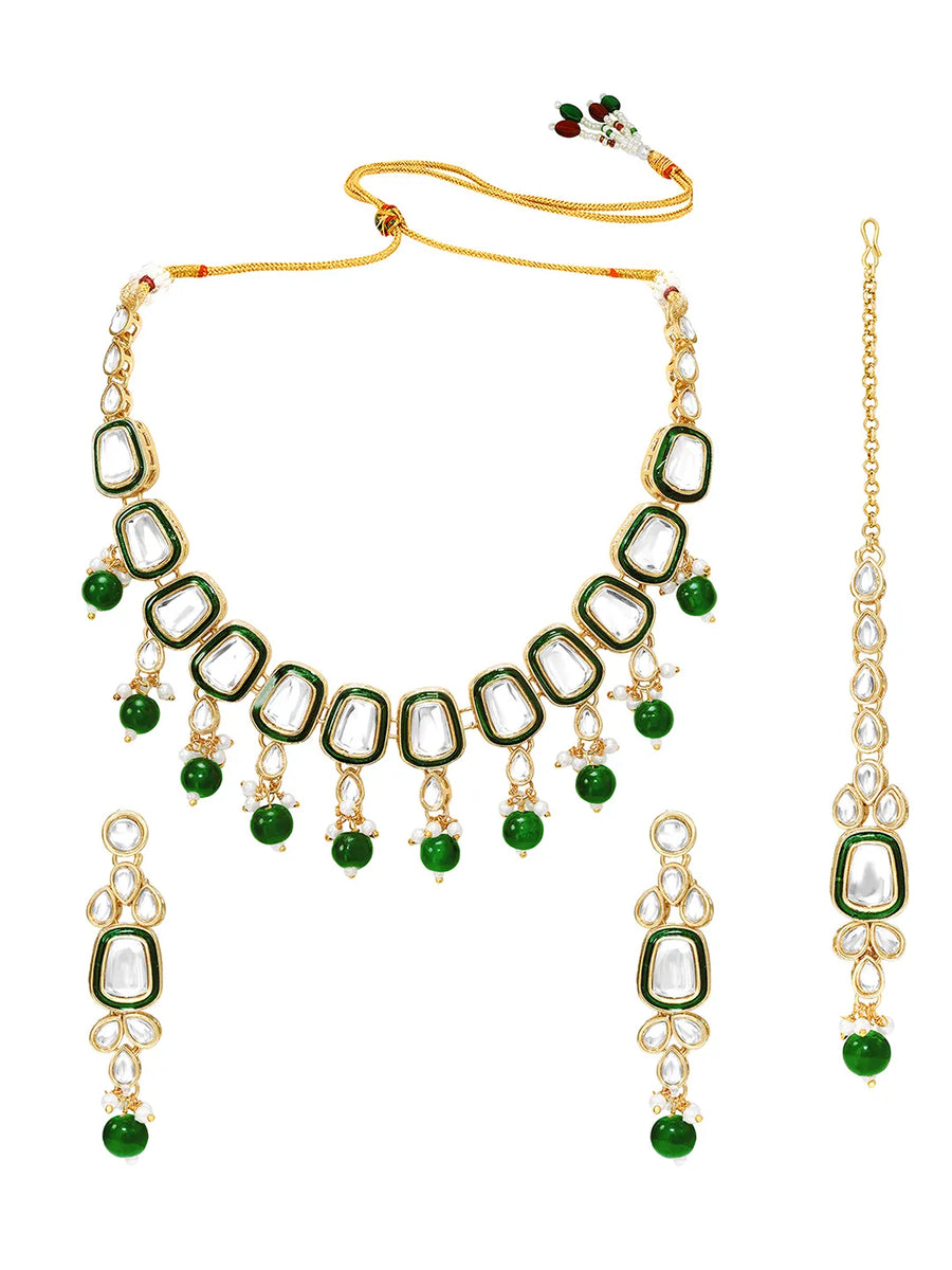 Gold Plated Crown Jewel Kundan Necklace Set