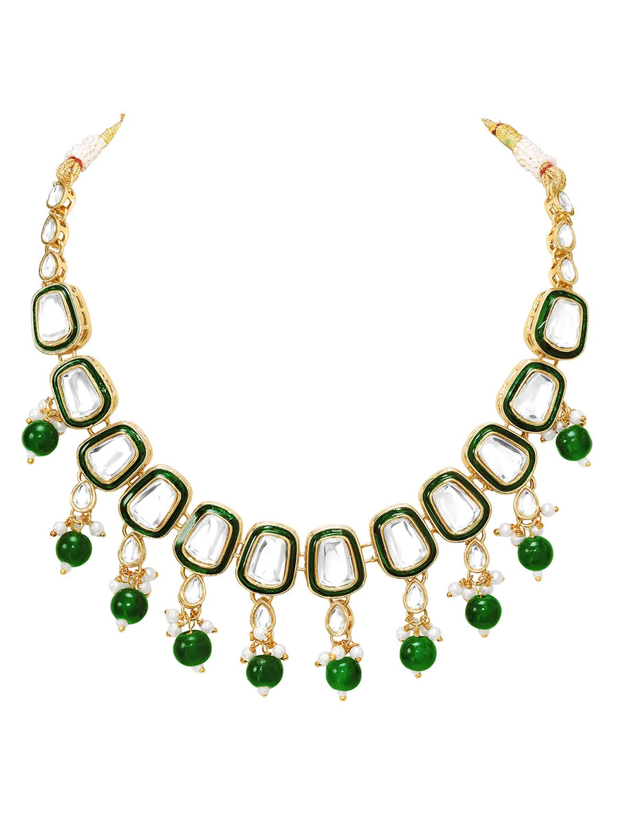Gold Plated Crown Jewel Kundan Necklace Set