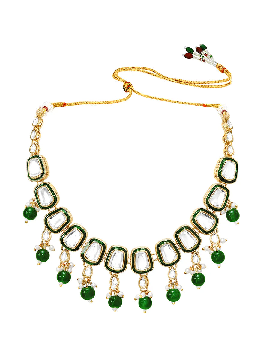 Gold Plated Crown Jewel Kundan Necklace Set