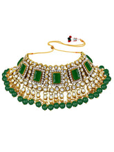 Ethereal Kundan Faux Pearl Choker Set - Green