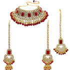 Ethereal Kundan Faux Pearl Choker Set - Maroon