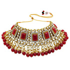 Ethereal Kundan Faux Pearl Choker Set - Maroon