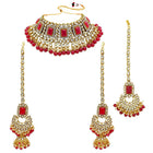 Ethereal Kundan Faux Pearl Choker Set - Red