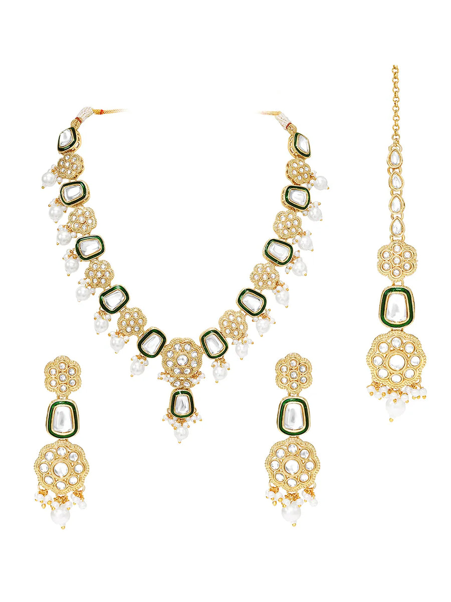 Gold Plated Ceremonial Kundan Necklace Set