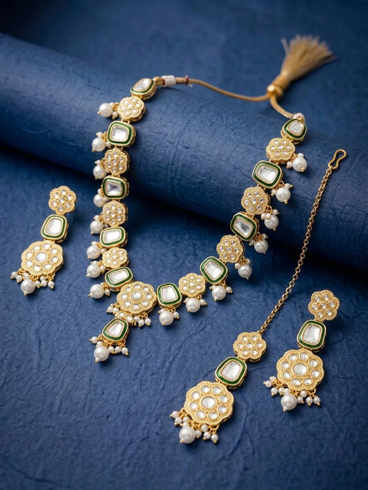 Gold Plated Ceremonial Kundan Necklace Set