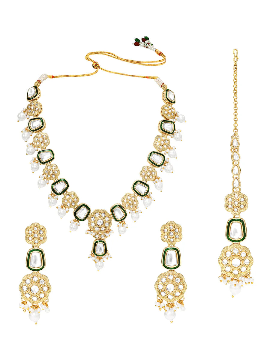 Gold Plated Ceremonial Kundan Necklace Set