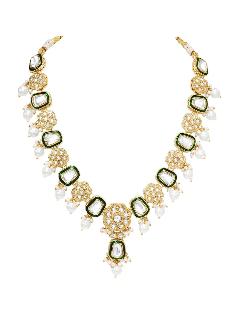 Gold Plated Ceremonial Kundan Necklace Set