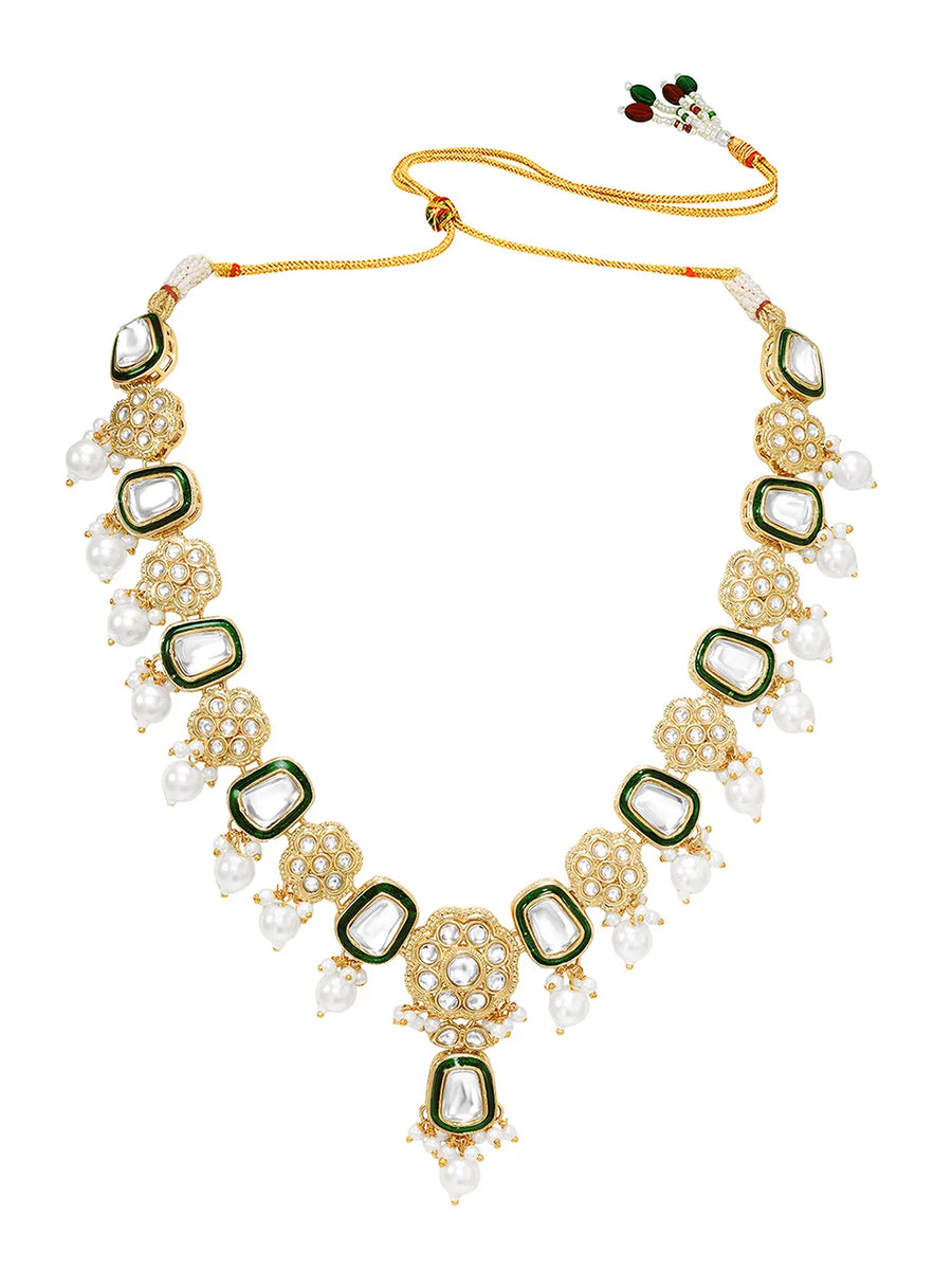 Gold Plated Ceremonial Kundan Necklace Set