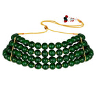 Classic Pearl Beaded Choker & Earrings - Green