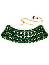 Classic Pearl Beaded Choker & Earrings - Green