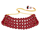 Classic Pearl Beaded Choker & Earrings - Maroon