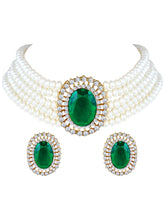 Evergreen Glam Stone & Pearl Choker Set