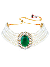 Evergreen Glam Stone & Pearl Choker Set