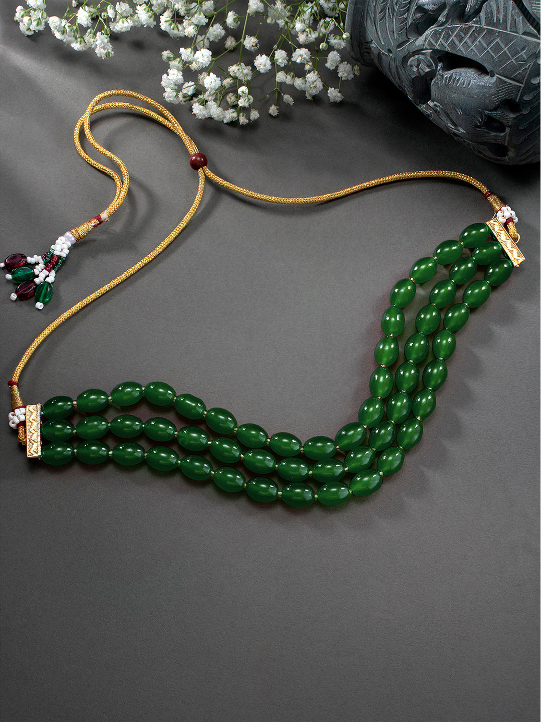 Elegantly Beaded Green Choker Necklace