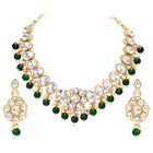 Gold Plated Green Beaded Statement Necklace Set