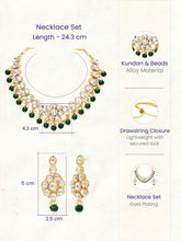 Gold Plated Green Beaded Statement Necklace Set