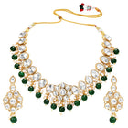 Gold Plated Green Beaded Statement Necklace Set