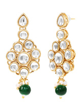 Gold Plated Green Beaded Statement Necklace Set