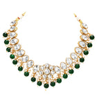 Gold Plated Green Beaded Statement Necklace Set