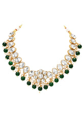 Gold Plated Green Beaded Statement Necklace Set