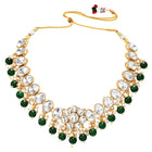 Gold Plated Green Beaded Statement Necklace Set