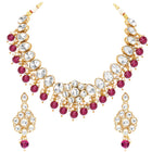 Gold Plated Purple Beaded Statement Necklace Set
