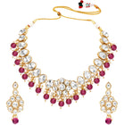 Gold Plated Purple Beaded Statement Necklace Set