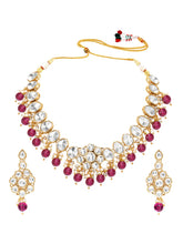Gold Plated Purple Beaded Statement Necklace Set