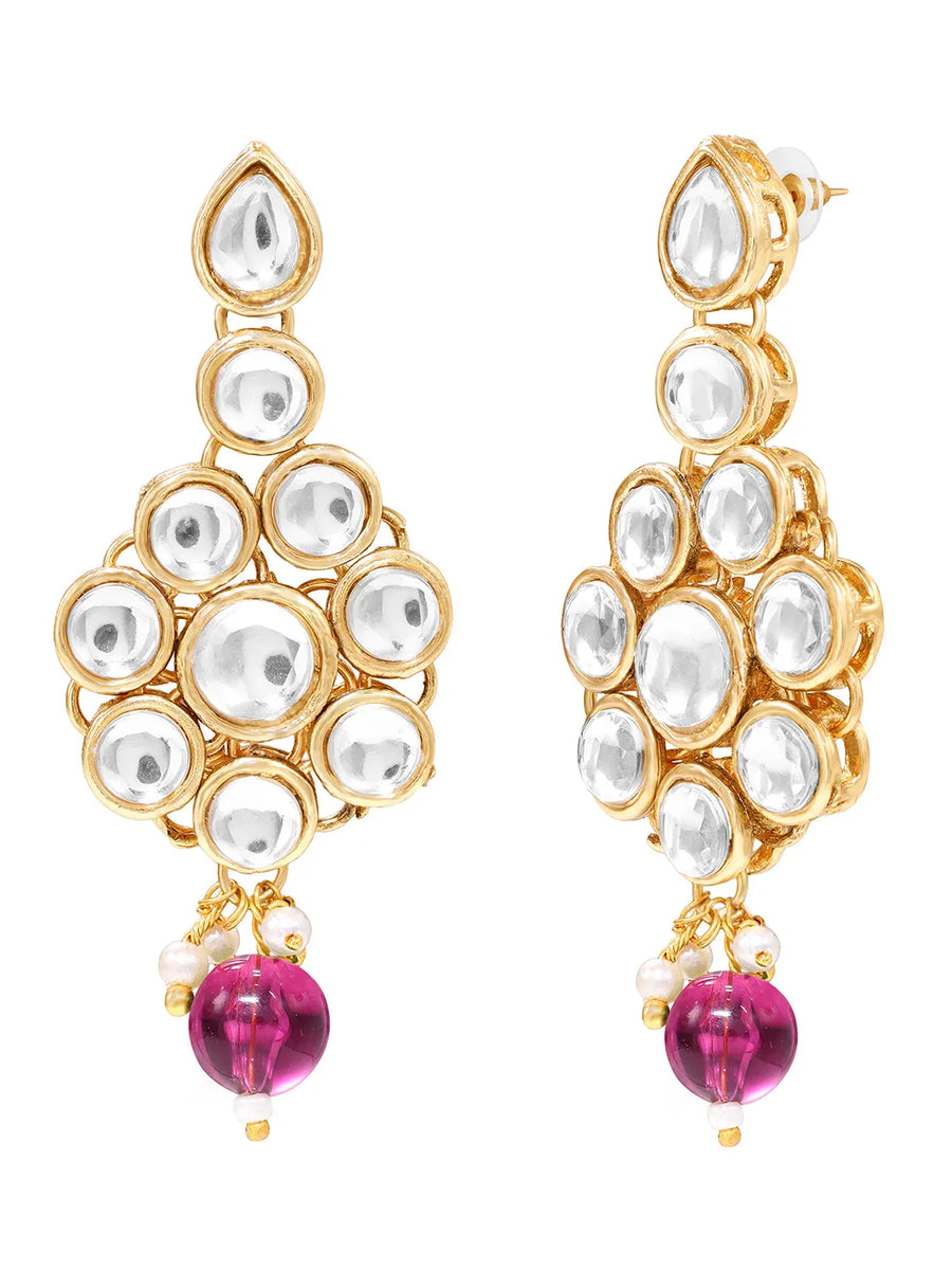 Gold Plated Purple Beaded Statement Necklace Set
