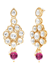 Gold Plated Purple Beaded Statement Necklace Set