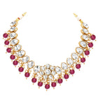Gold Plated Purple Beaded Statement Necklace Set