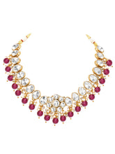 Gold Plated Purple Beaded Statement Necklace Set