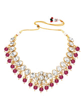 Gold Plated Purple Beaded Statement Necklace Set