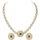 Gold Plated Emerald Kundan Pendant Necklace Set