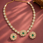 Gold Plated Emerald Kundan Pendant Necklace Set