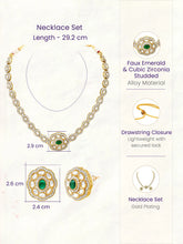 Gold Plated Emerald Kundan Pendant Necklace Set