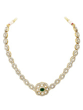 Gold Plated Emerald Kundan Pendant Necklace Set