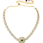 Gold Plated Emerald Kundan Pendant Necklace Set
