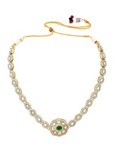 Gold Plated Emerald Kundan Pendant Necklace Set