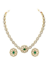 Gold Plated Emerald Kundan Pendant Necklace Set