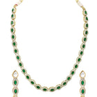 Gold Plated Emerald Halo Necklace Set