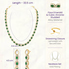 Gold Plated Emerald Halo Necklace Set
