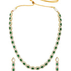 Gold Plated Emerald Halo Necklace Set