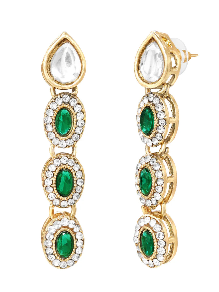 Gold Plated Emerald Halo Necklace Set